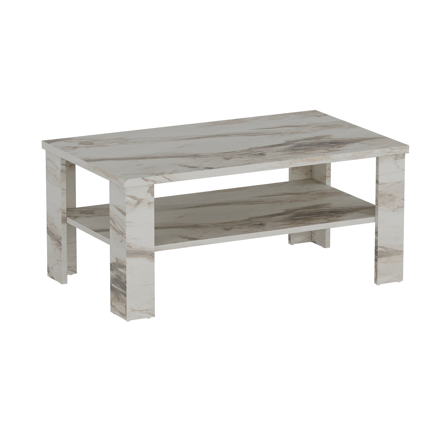 Couchtisch Wohnzimmertisch Tisch Modern Marmor Optik Weiß