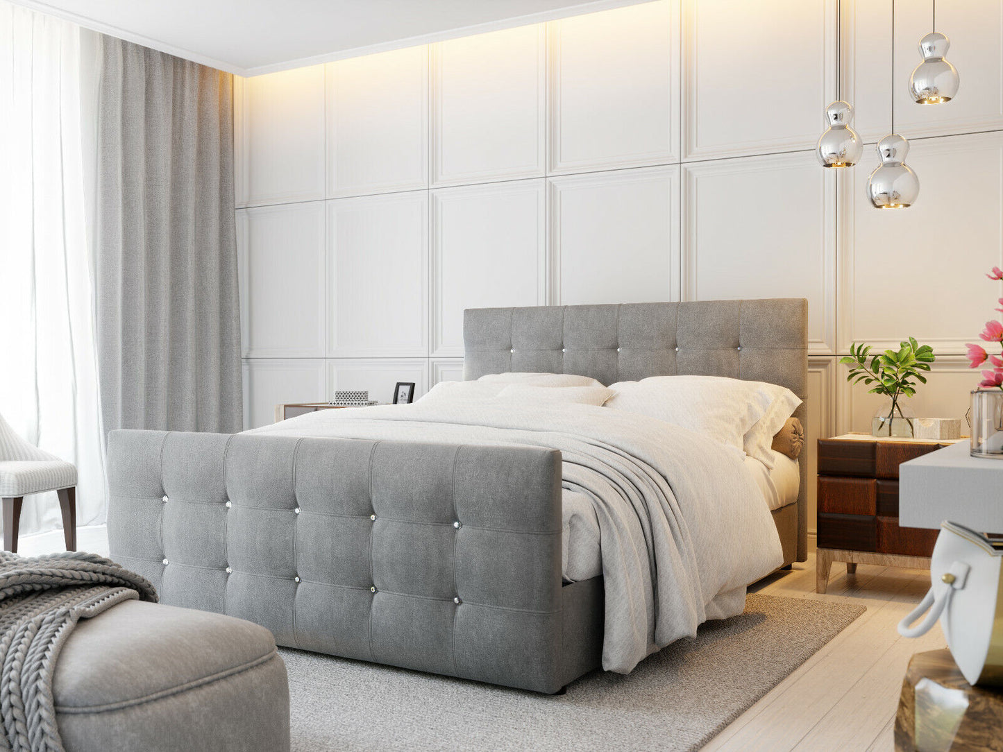 Boxspringbett Schlafzimmer Grau