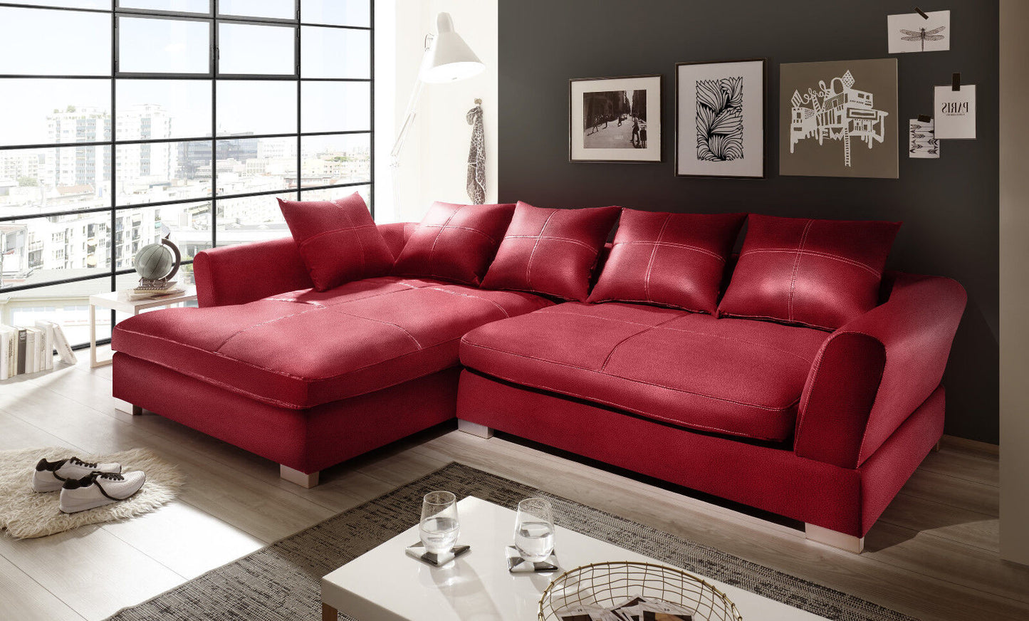 Designer Bigsofa Ecksofa Kunstleder verschiedene Farben & Varianten