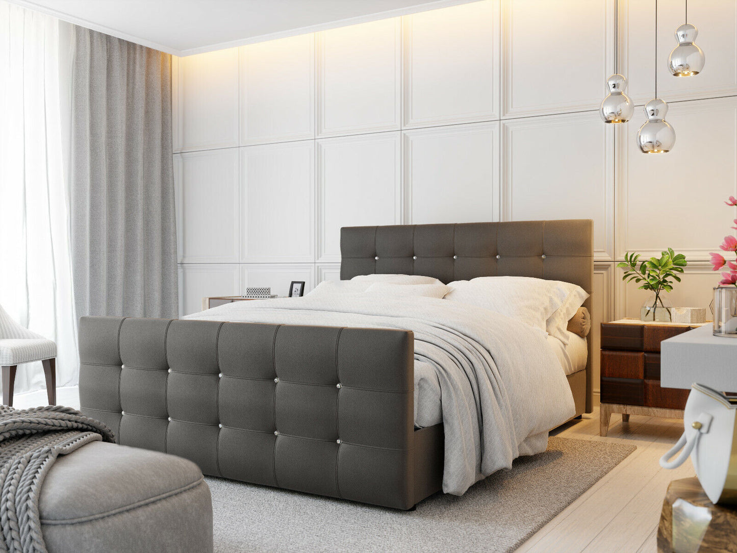 Boxspringbett Schlafzimmer Dunkelgrau