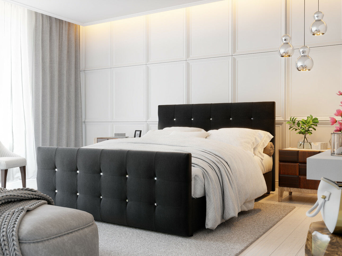 Boxspringbett Schlafzimmer Schwarz