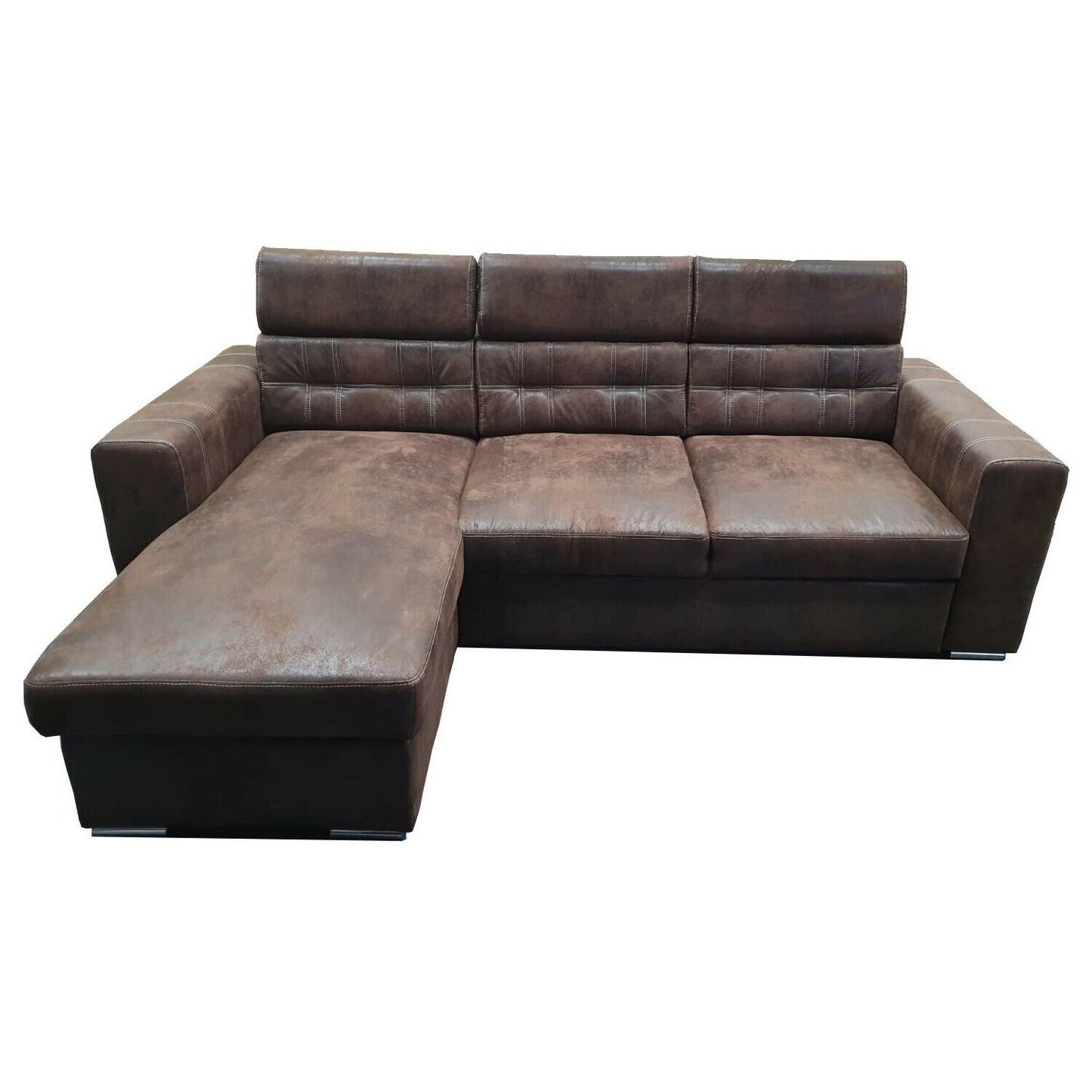Couch Schlafsofa MAGGIO links Vintage Sofa Wildleder Schwarz Anthrazit Braun