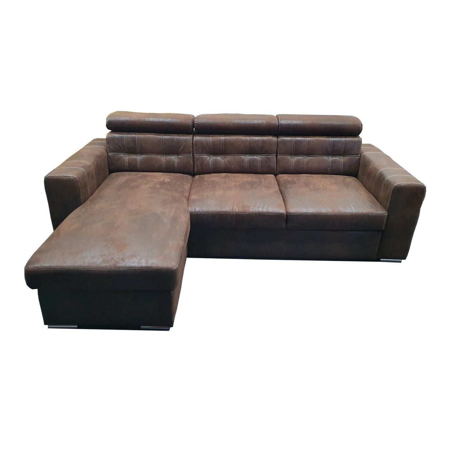 Couch Schlafsofa MAGGIO links Vintage Sofa Wildleder Schwarz Anthrazit Braun