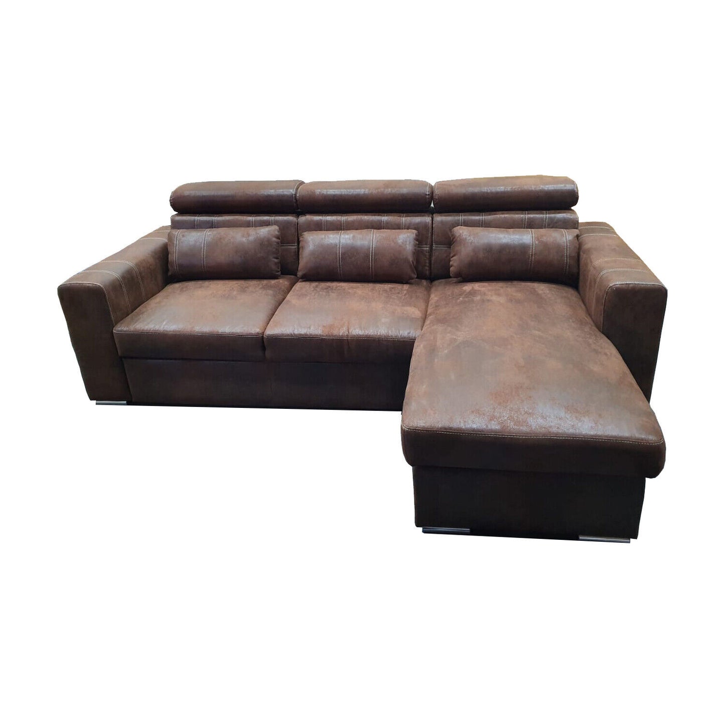 Couch Schlafsofa MAGGIO rechts Vintage Sofa Wildleder Schwarz Anthrazit Braun