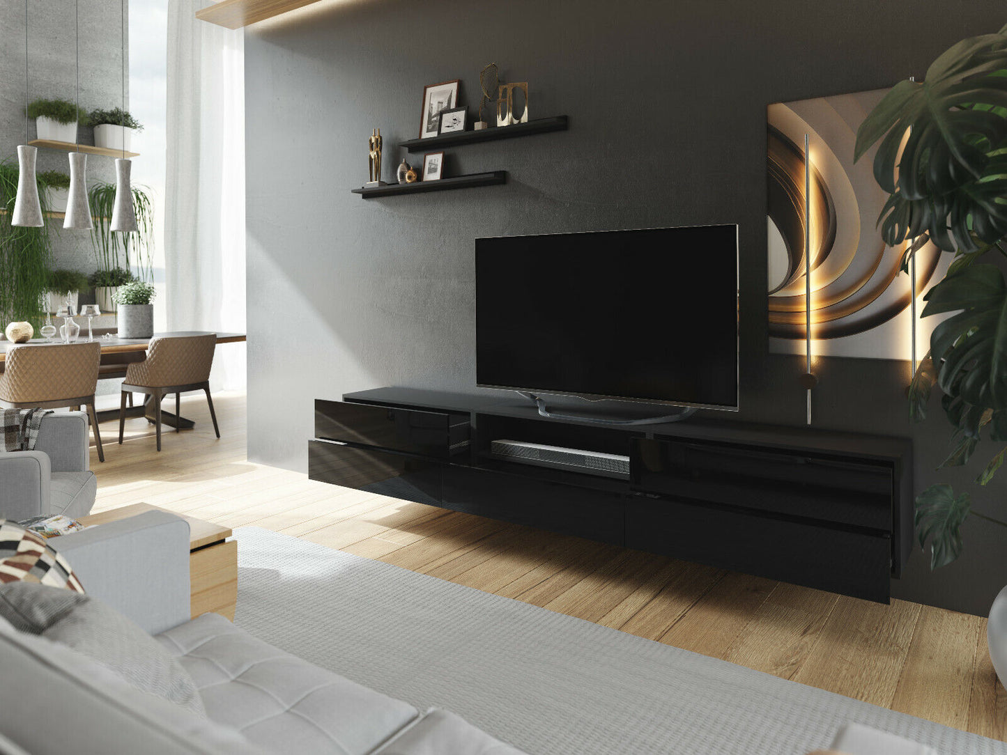 Wohnwand VEX 28 Anbauwand Mediawand Hochglanz TV Möbel Set versch. Farben
