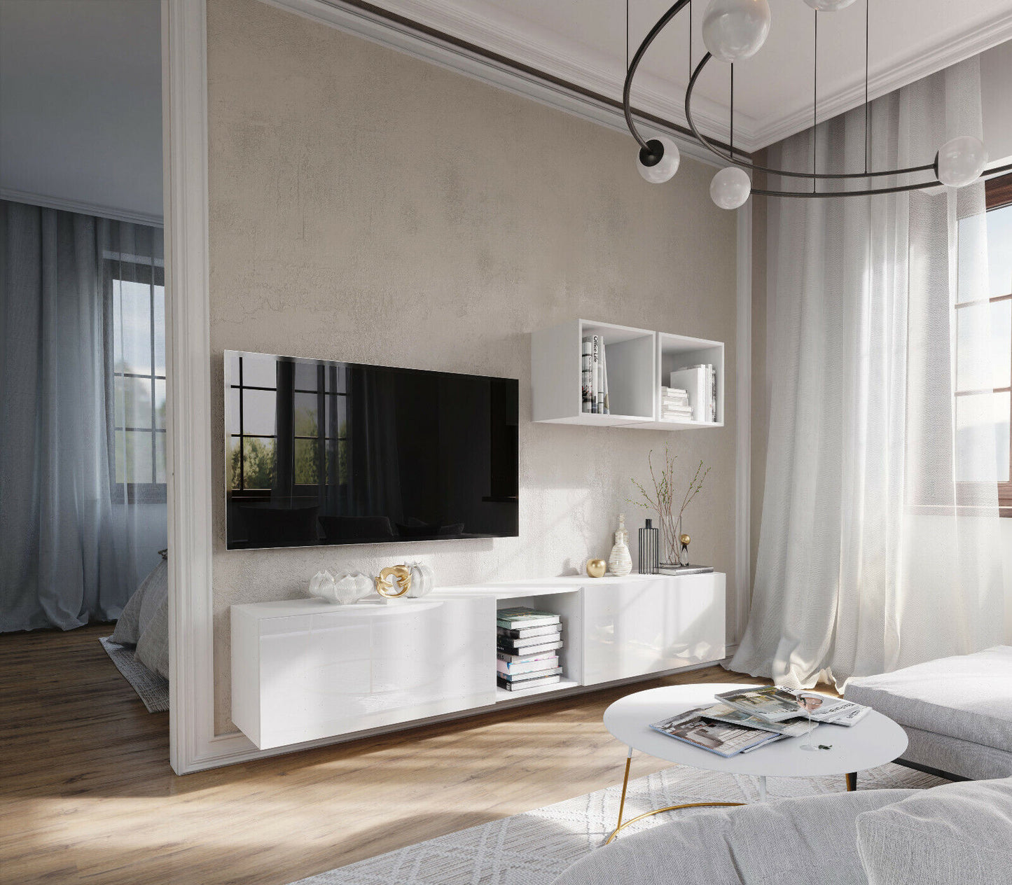 Wohnwand VEX 22 Anbauwand Mediawand Hochglanz TV Möbel Set versch. Farben