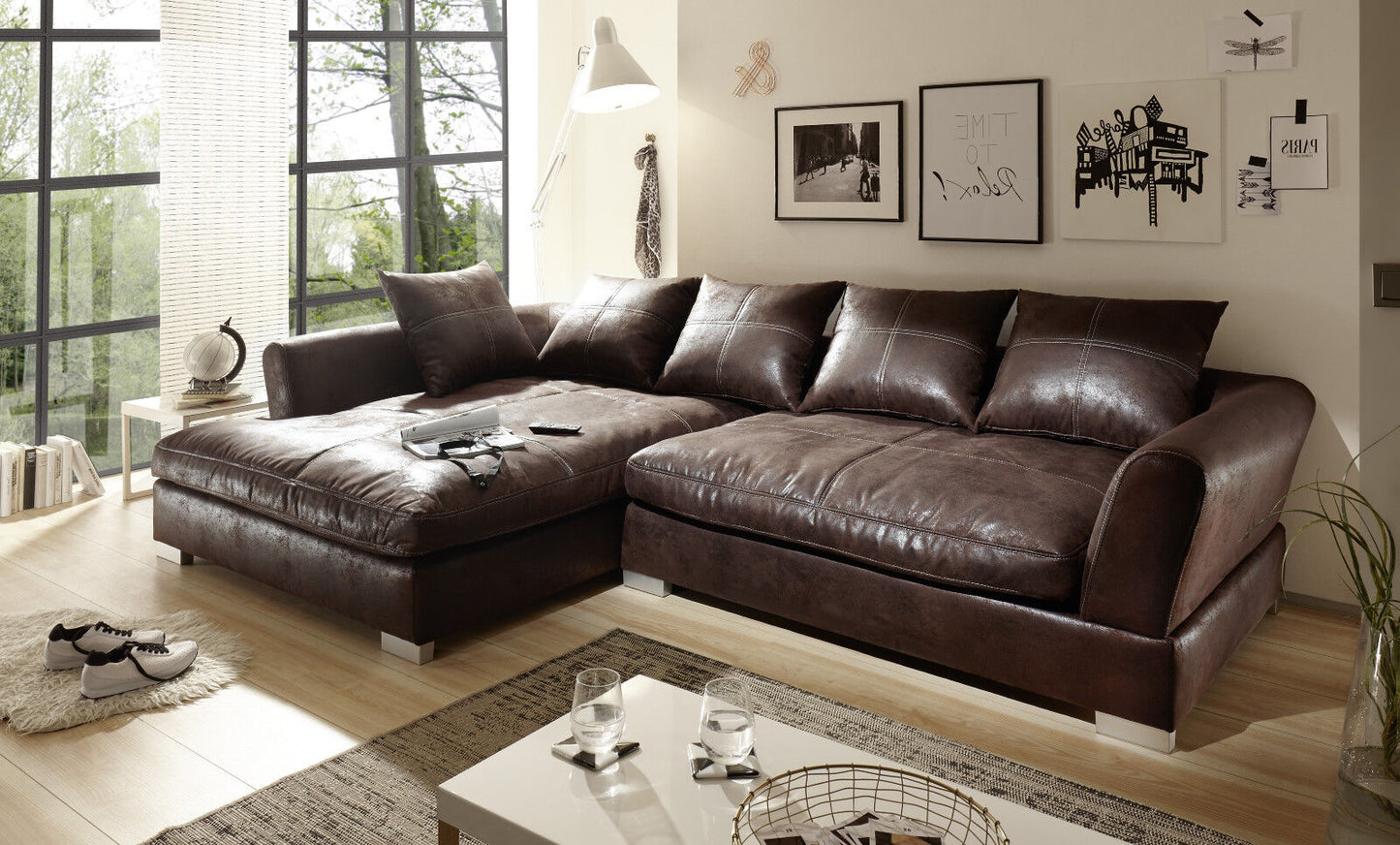 Bigsofa Ecksofa Kunstleder Vintage