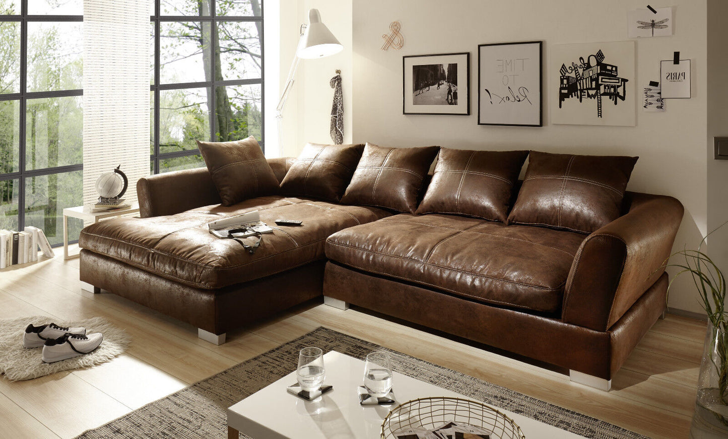 Bigsofa Ecksofa Kunstleder Vintage