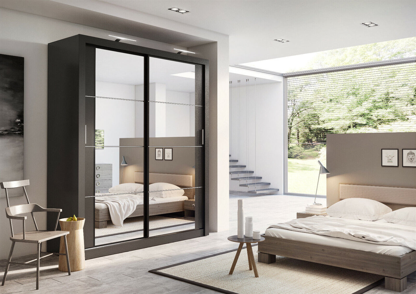 Kleiderschrank Schrank ARTO 03 Spiegel 180 cm verschiedene Farben