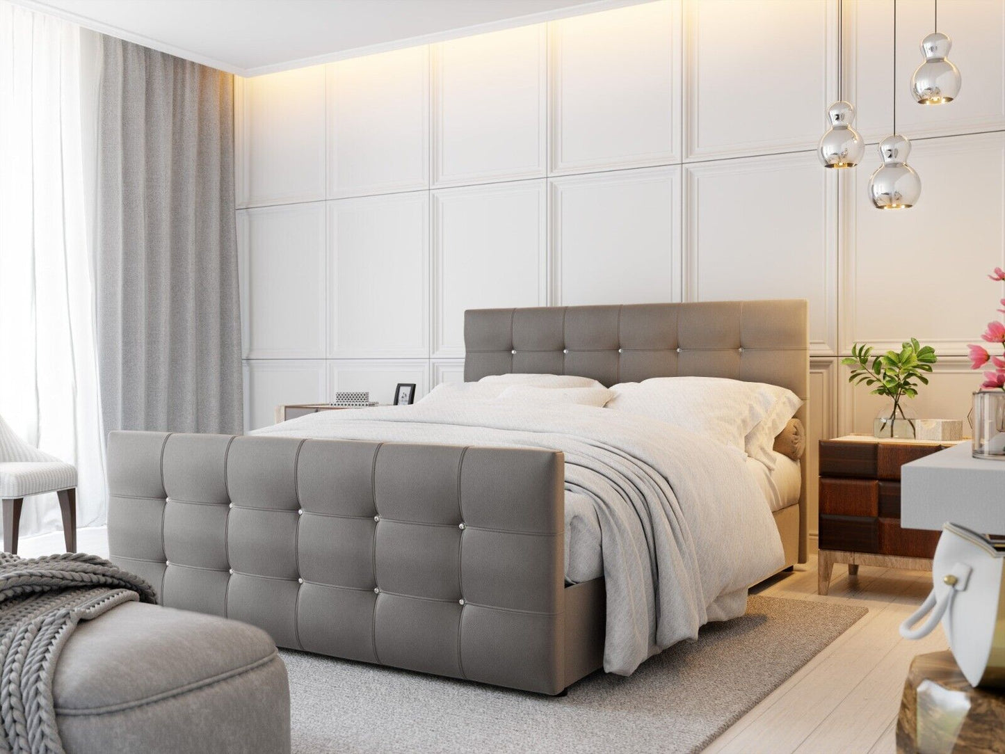 Boxspringbett Schlafzimmer Grau
