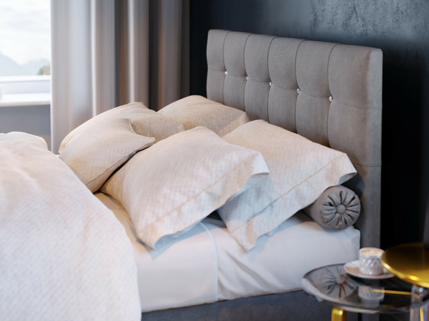 Boxspringbett KLIO Bettkasten Dekorsteine Strass Einzelbett Doppelbett Ehebett