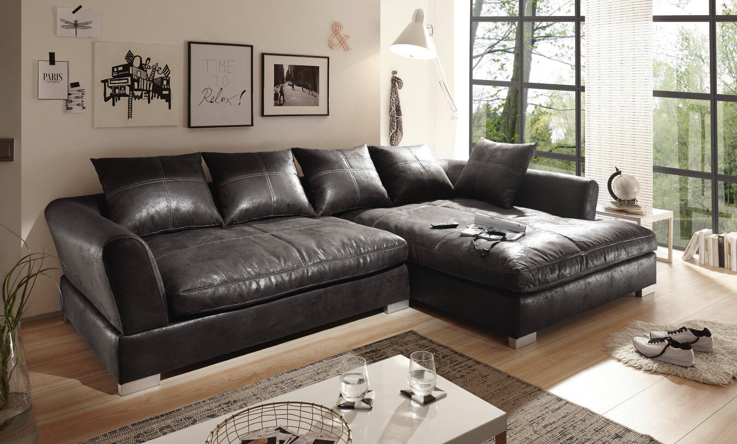 Bigsofa Ecksofa Kunstleder Vintage