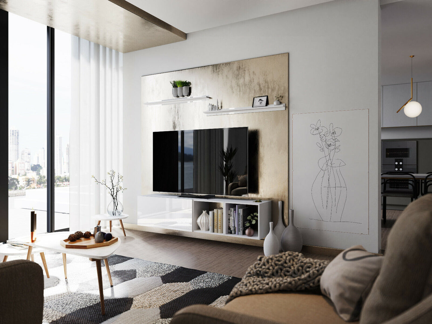 Wohnwand VEX 17 Anbauwand Mediawand Hochglanz TV Möbel Set versch. Farben