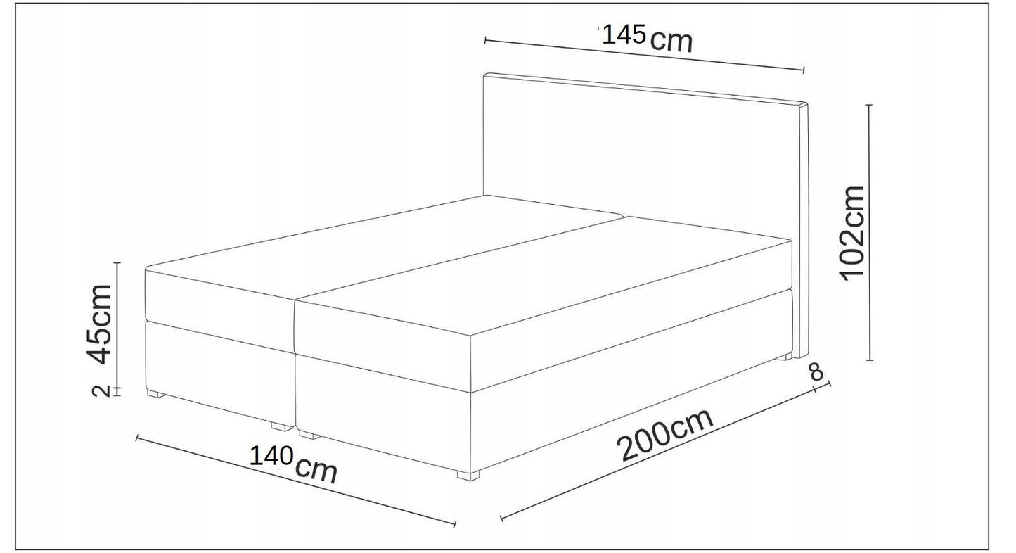 Boxspringbett Bett KLIO Kunstleder Bettkasten Dekorsteine Doppelbett Ehebett
