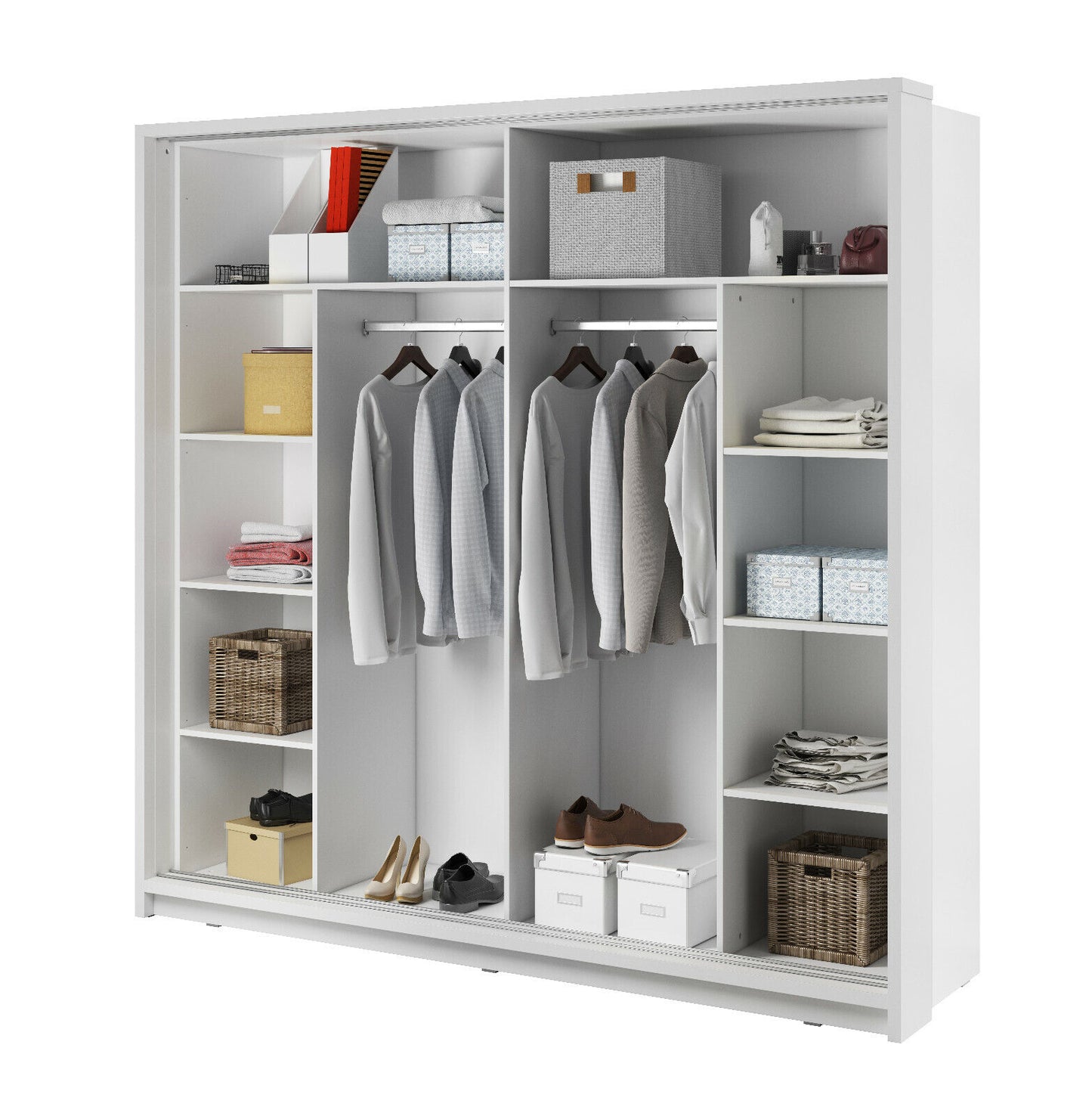 Kleiderschrank Schrank ARTO 14 mit LED-Beleuchtung Spiegel 220 cm versch. Farben