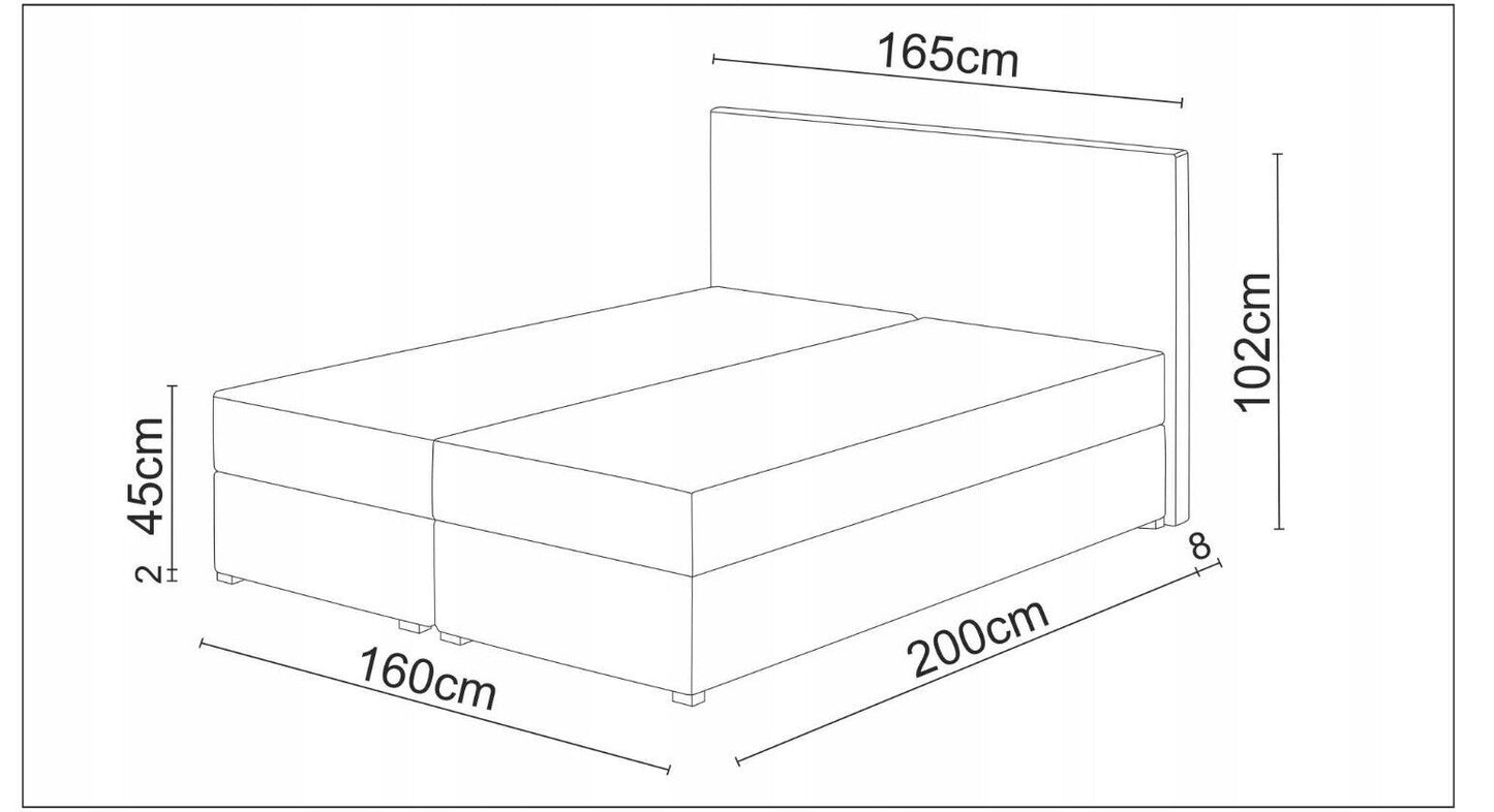 Boxspringbett Bett KLIO Kunstleder Bettkasten Dekorsteine Doppelbett Ehebett