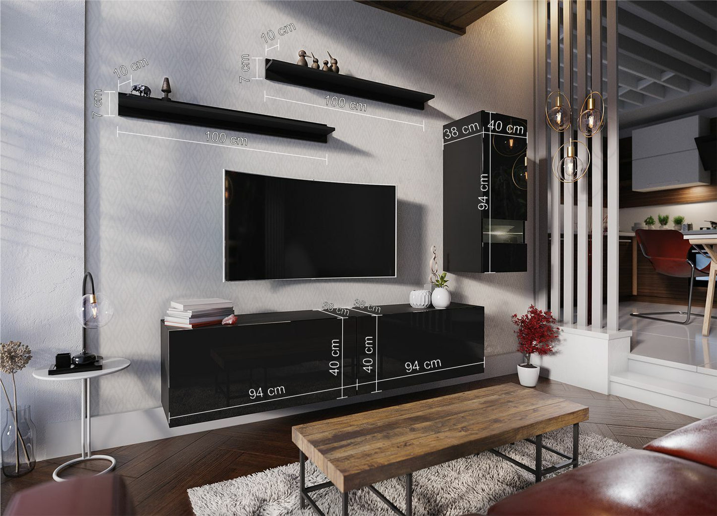 Wohnwand VEX 10 Anbauwand Mediawand Hochglanz TV Möbel Set versch. Farben