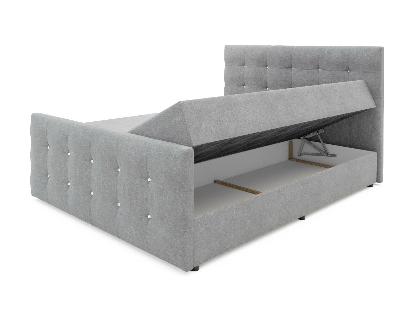 Boxspringbett Bett KLIO Kunstleder Bettkasten Dekorsteine Doppelbett Ehebett