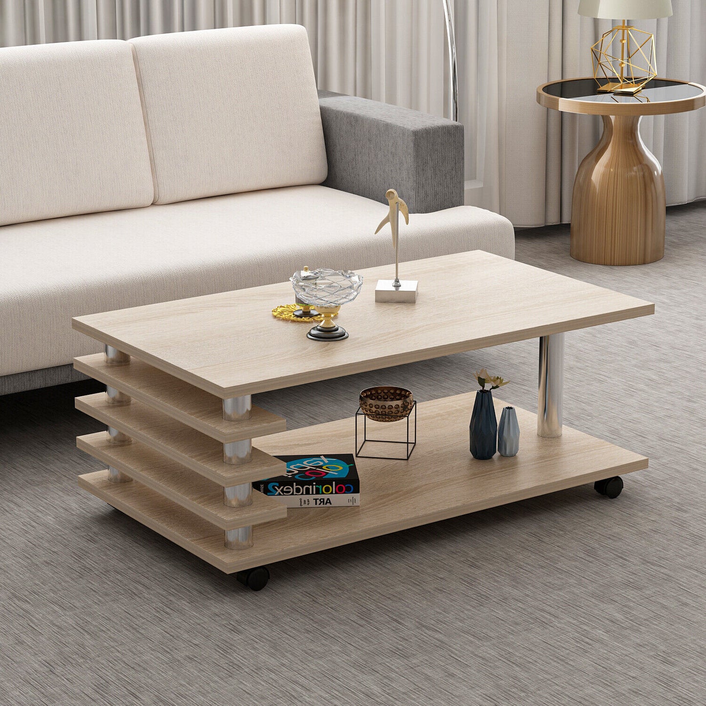 Couchtisch 115 x 65 cm Tisch Wohnzimmertisch Couch Sofa Sofatisch mit Rollen