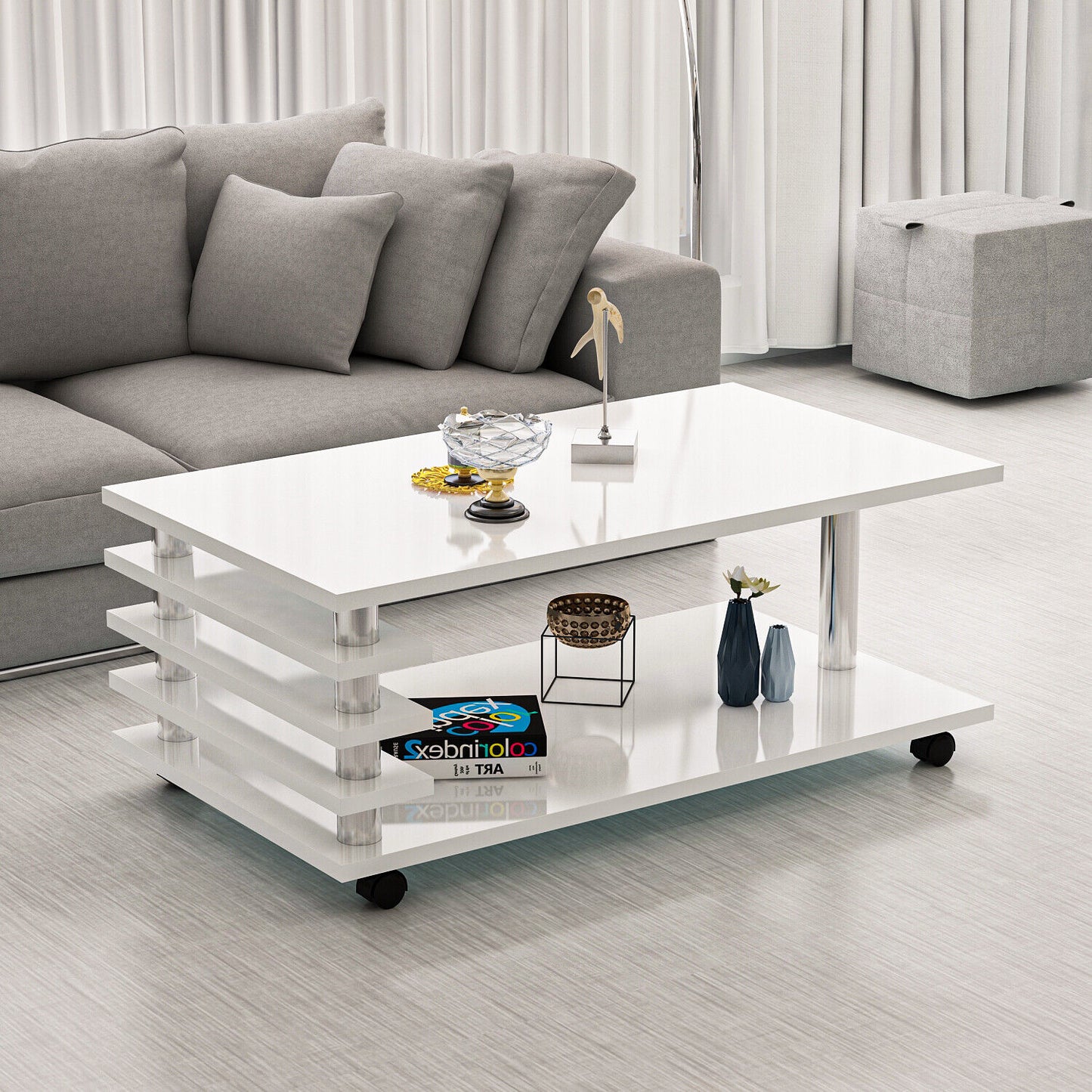 Couchtisch 115 x 65 cm Tisch Wohnzimmertisch Couch Sofa Sofatisch mit Rollen
