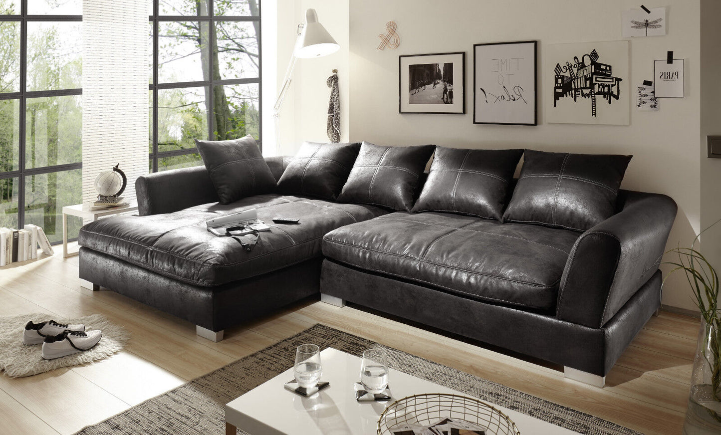 Bigsofa Ecksofa Kunstleder Vintage