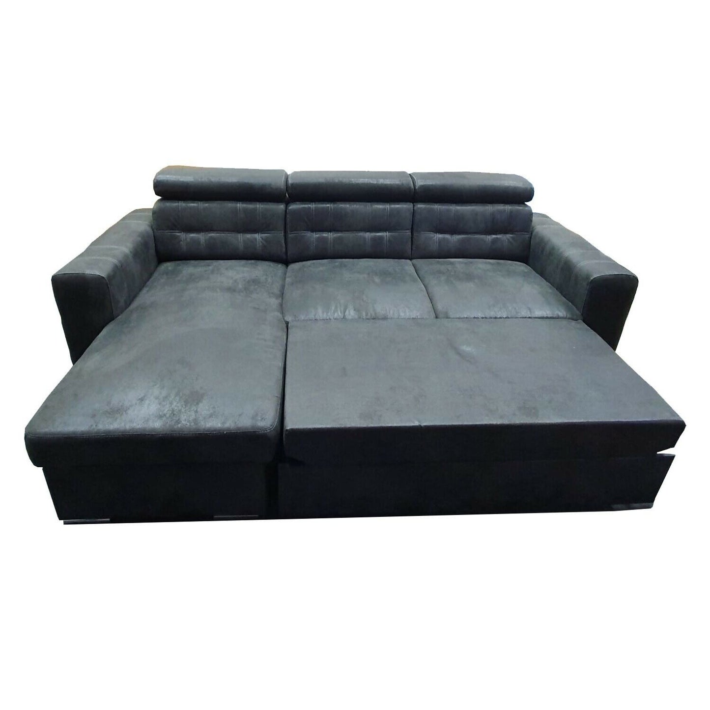 Couch Schlafsofa MAGGIO links Vintage Sofa Wildleder Schwarz Anthrazit Braun
