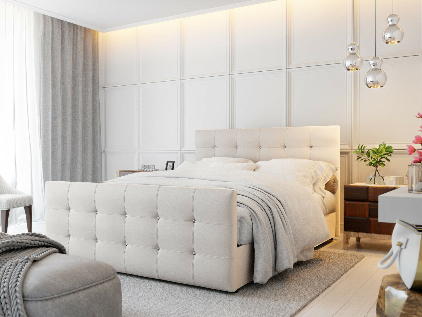 Boxspringbett Schlafzimmer Weiß Beige