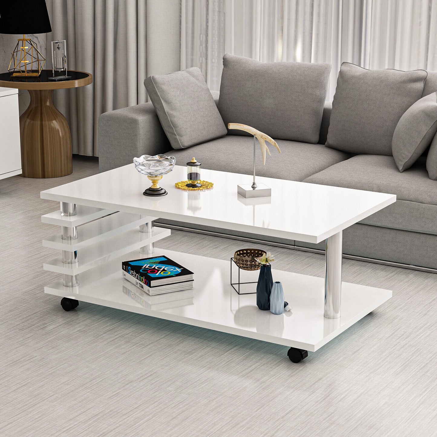 Couchtisch 115 x 65 cm Tisch Wohnzimmertisch Couch Sofa Sofatisch mit Rollen