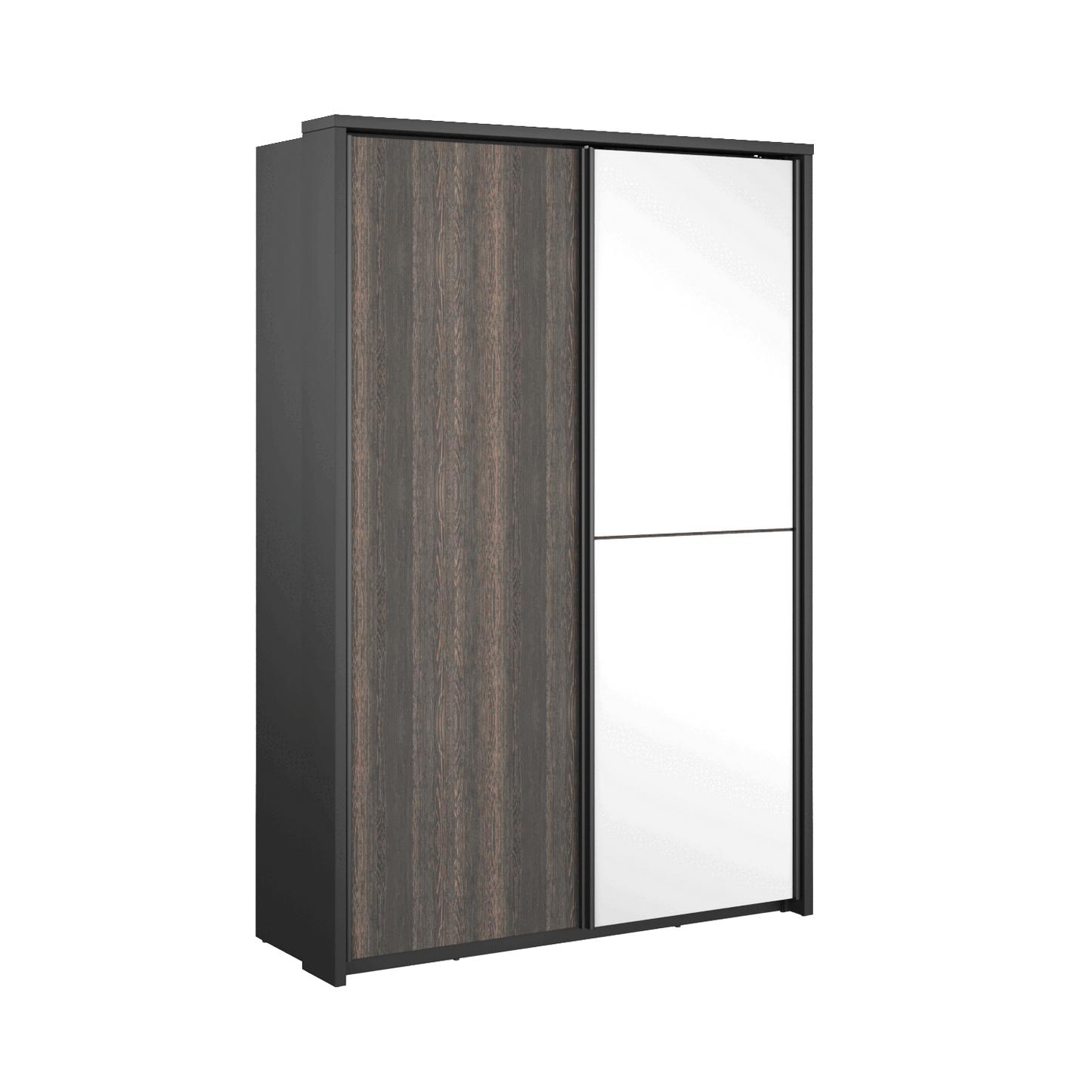 Kleiderschrank Schrank ARTO 21 Spiegel 150 cm Schwarz Wenge Holz natur dunkel