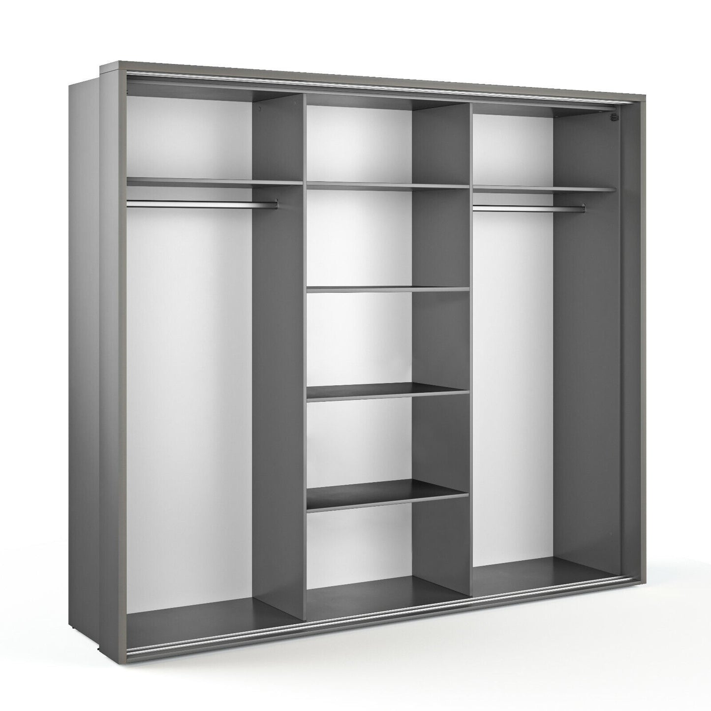 Kleiderschrank Schrank ARTO 20 mit LED-Beleuchtung Spiegel 250 cm Grau Anthrazit
