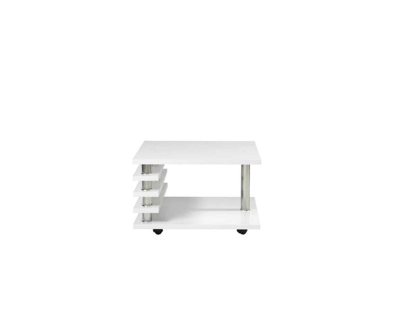 Couchtisch Weiß Hochglanz 65 x 65 cm Tisch Wohnzimmertisch Sofatisch Rollen