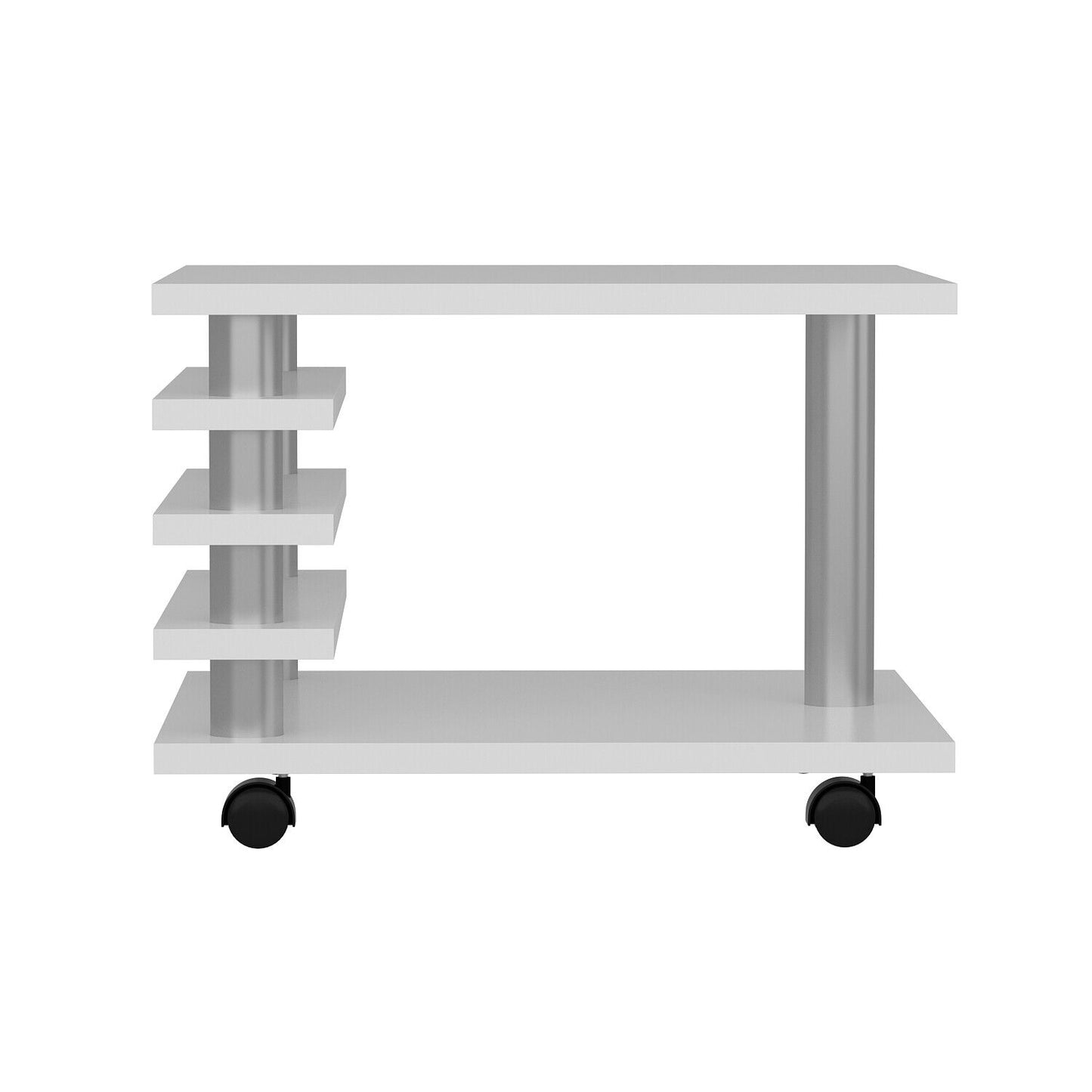 Couchtisch Weiß Hochglanz 65 x 65 cm Tisch Wohnzimmertisch Sofatisch mit Rollen