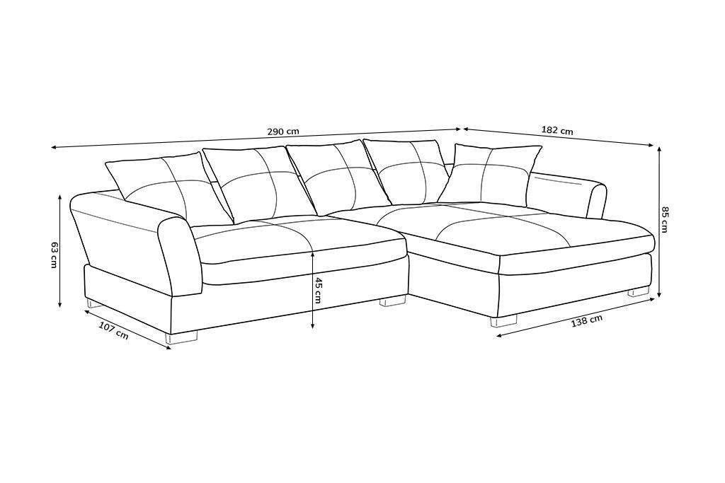 Designer Bigsofa Ecksofa Kunstleder verschiedene Farben & Varianten