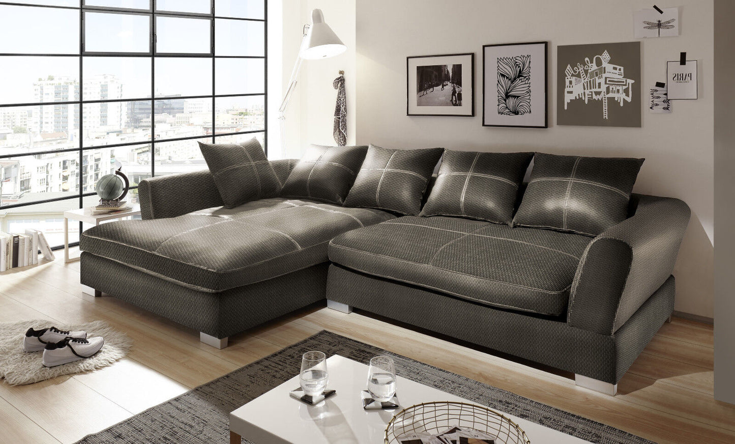 Designer Bigsofa Ecksofa Webstoff verschiedene Farben & Varianten