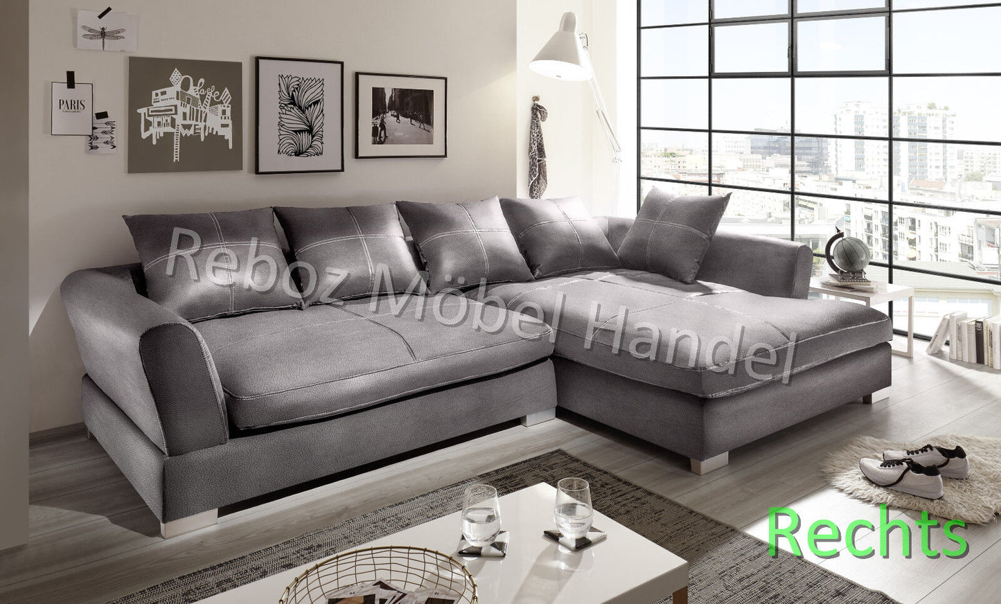 Designer Bigsofa Ecksofa Kunstleder verschiedene Farben & Varianten