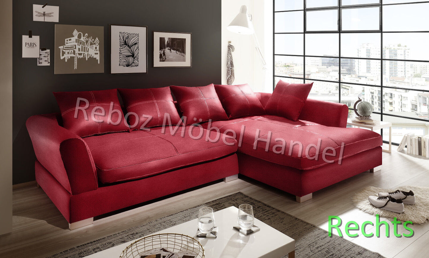 Designer Bigsofa Ecksofa Kunstleder verschiedene Farben & Varianten