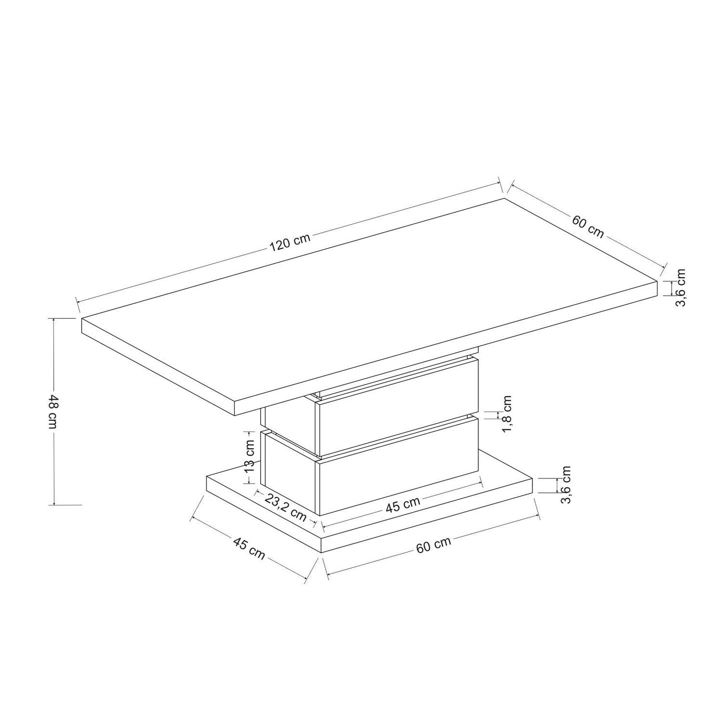 Couchtisch Wohnzimmertisch 60 x 120 cm verschiedene Farben