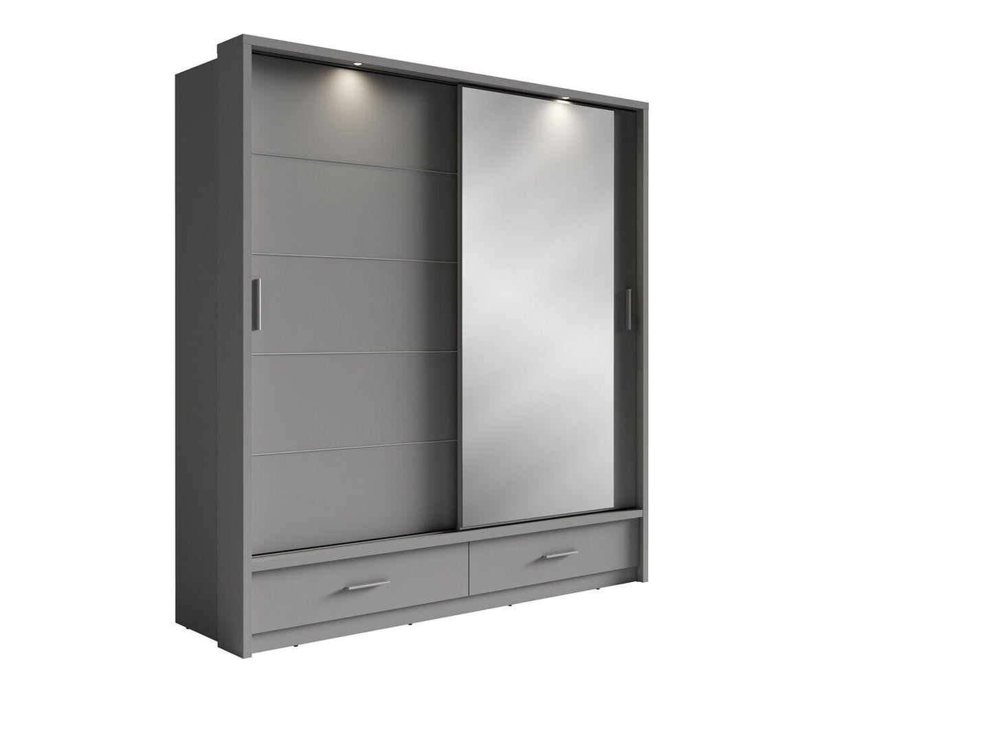 Kleiderschrank Schrank ARTO 05 mit LED-Beleuchtung Spiegel 200 cm versch. Farben